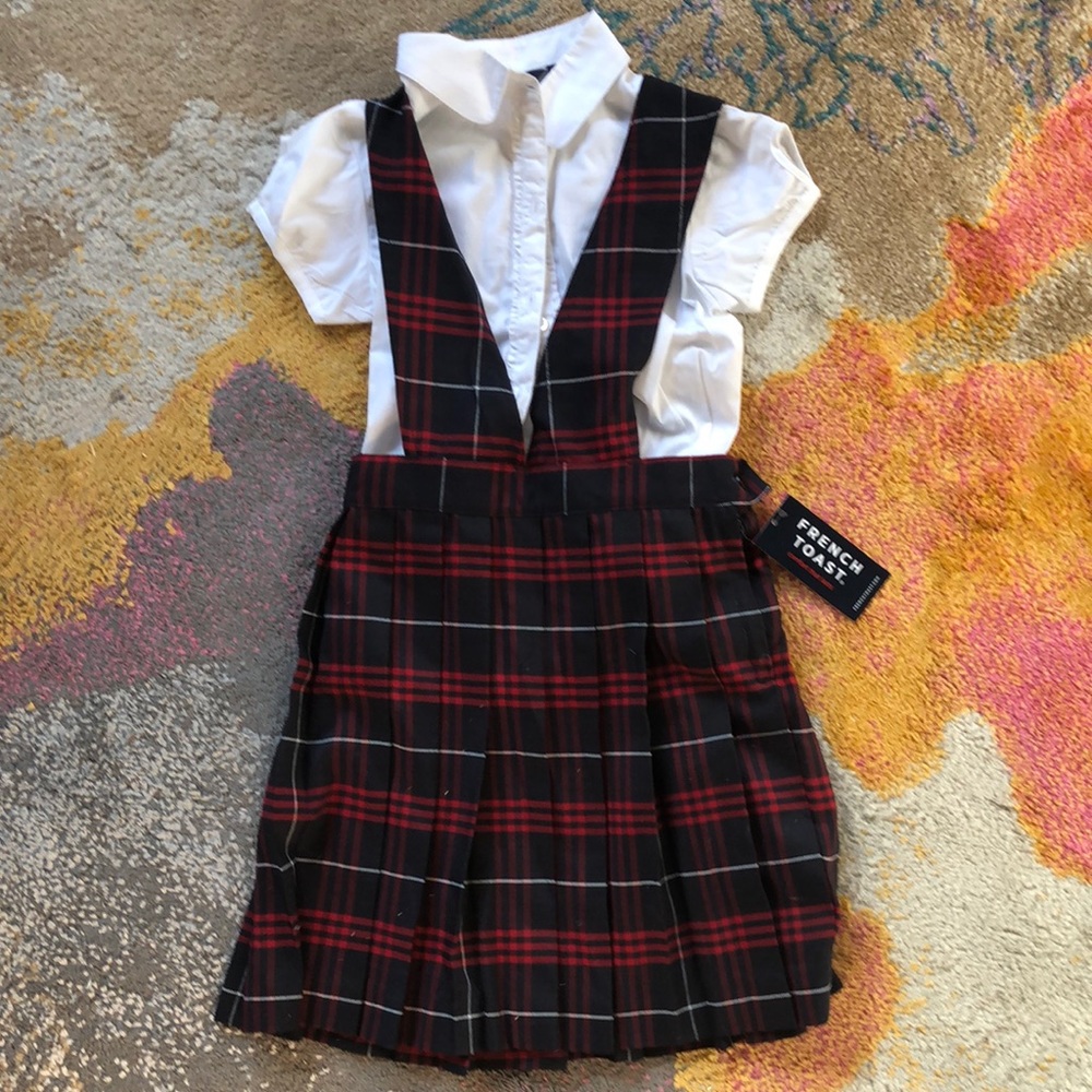 Pleated Plaid Dress and White Blouse (8)